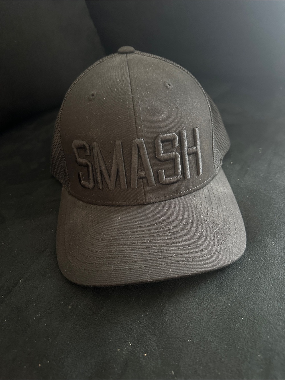The Classic Black Embroidered Mesh-Back Trucker Hat
